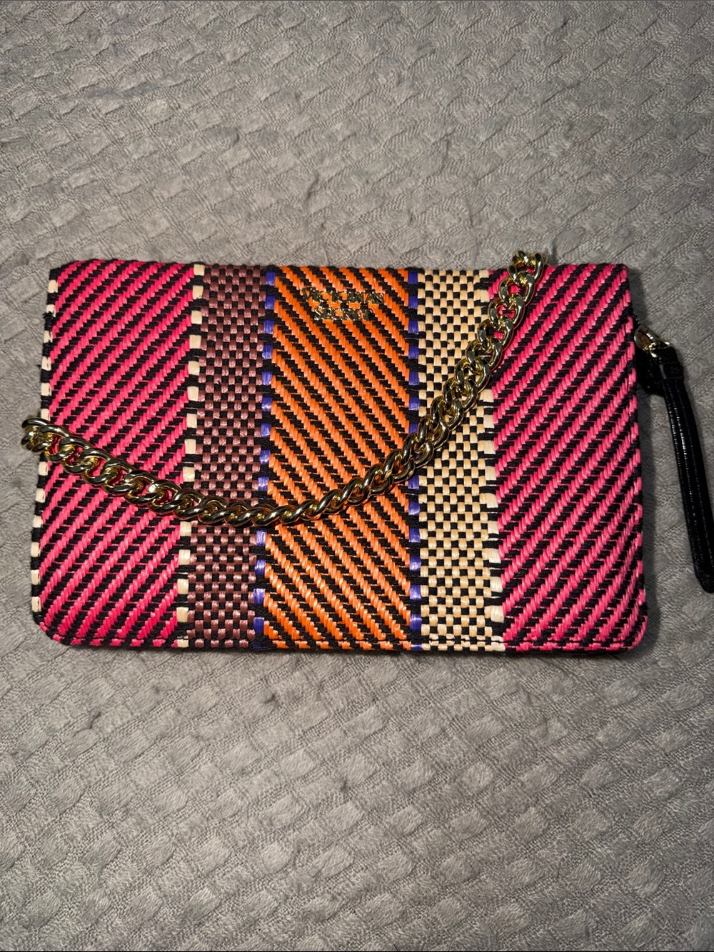 Woven Multicolor Chain-Handle Women’s Clutch